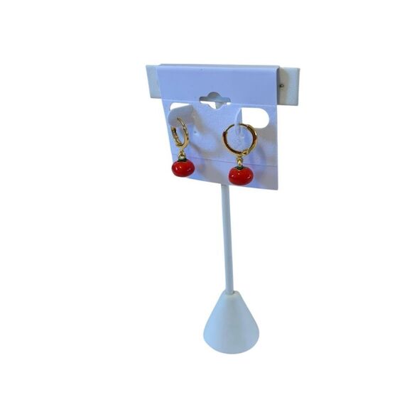 Adorable 18 K Gold Plated Tomato Charm Drop Dangle Earrings. - Picture 3 of 5